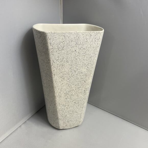 VTG‎ Shawnee Pottery Vase #1021 White Gray Black Touche Made In USA MCM - Picture 1 of 9